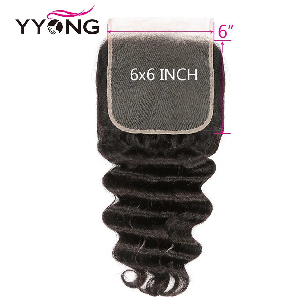  Yyong 6x6 Closure With Bundles Loose Deep Wave 3/4 Bundles Human Hair With Closure Peruvian Remy Ha