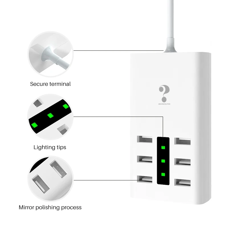 smart USB charger HUB universal multi port travel wall adapter 7.5A power socket with indicator light for Samsung Xiaomi Meizu smart USB charger HUB universal multi port travel wall adapter 7.5A power socket with indicator light for Samsung Xiaomi Meizu
