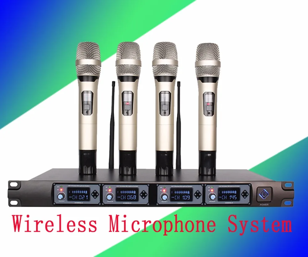 

Wireless Microphone System U4000T Professional Microphone 4 Channel UHF Dynamic Professional 4 Handheld Microphone + Karaoke