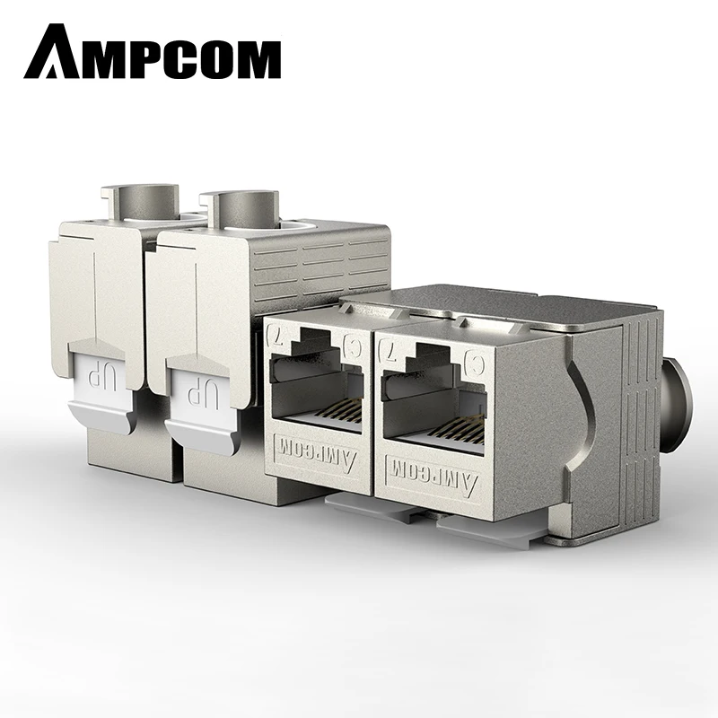 

RJ45 CAT 7 Tool-Less STP Shielded Keystone Jack, AMPCOM Self-Locking Cat7 Keystone Zinc Alloy Module Adapter
