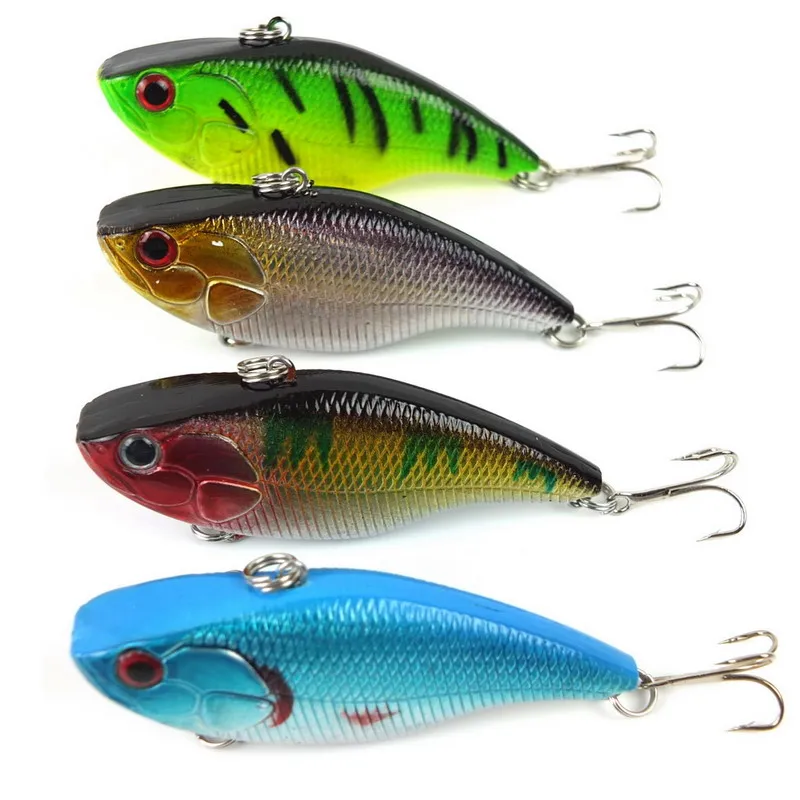 4pcs/set Hard Plastic Fishing Lure VIB Lure Vibration Crankbati Artificial Bait 18g 7.5cm With 6# Treble Hook