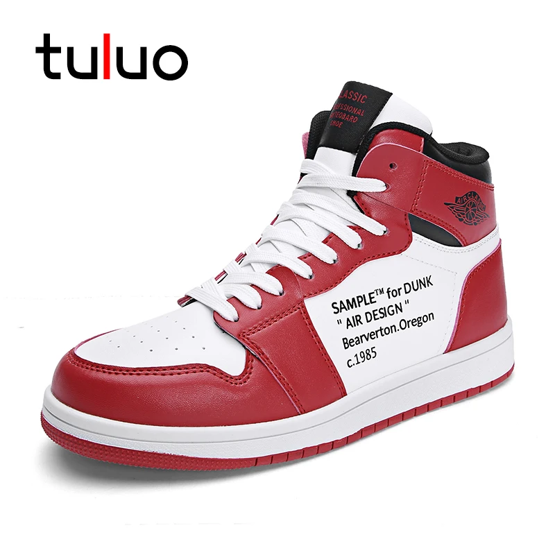 

TULUO New Men Skateboarding Shoes High Top Breathable Basket Sneakers White Man Antiskid Sport Shoes Skate Big Size 39-48