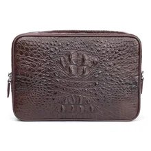 Экзотическая натуральная крокодиловая кожа застежка-молния бизнесмен большой день сумка для карточек кошелек из натуральной кожи аллигатора Мужской Браслет сумка