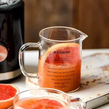 

Heat-resistant glass calibrated cup Nordic style letter cup glass juice hand-washed coffee sharing cup microwave lw1228706