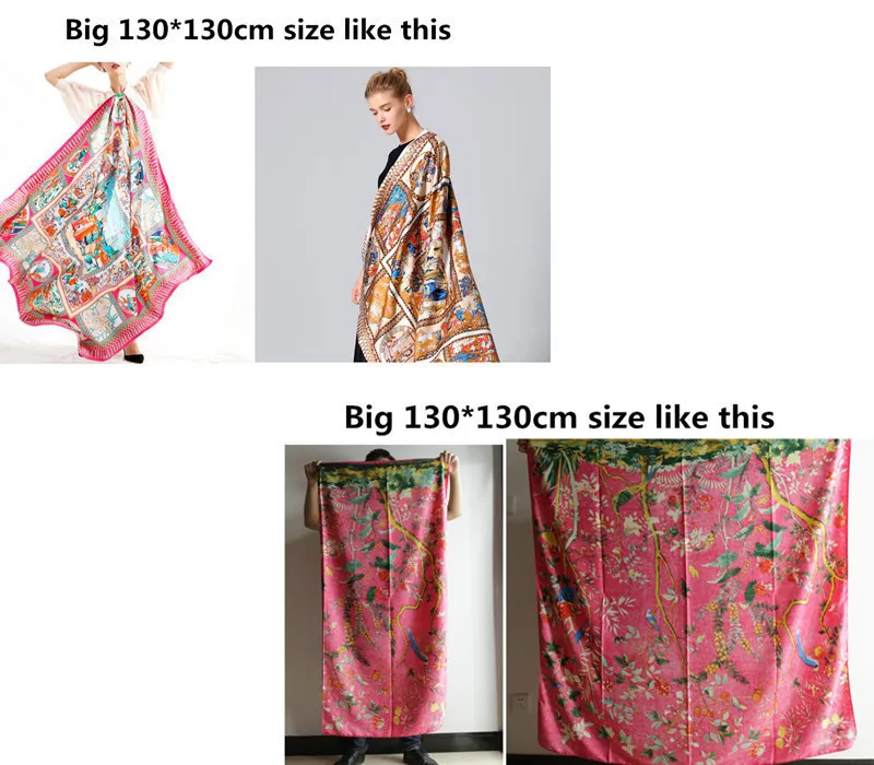 Renyvtil 2018 Мода Большие мягкие печатной площади шелковые шарфы 130*130 см все цели Чехлы для мангала Скатерти подарков много использует /оптовая