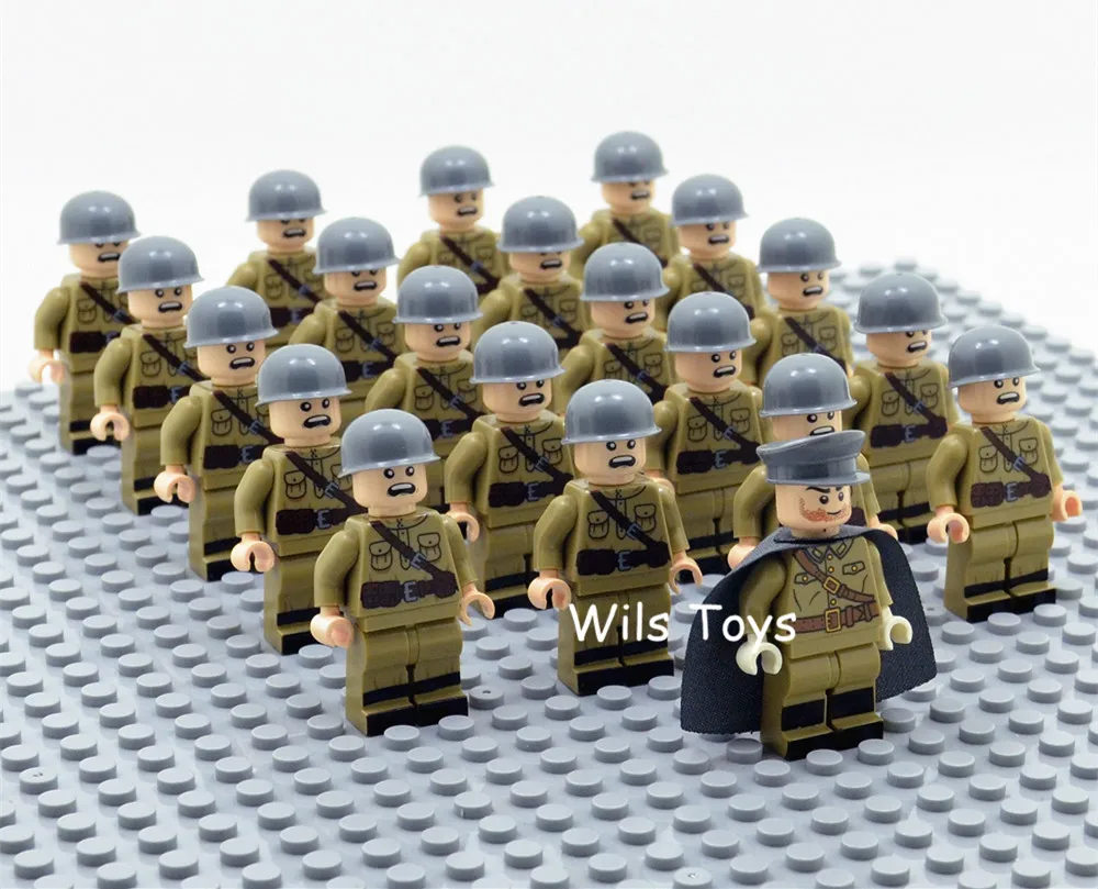 21pcs LEGO Set Soldier WW2 Ger Army Horse Troop Military SWAT Weapon Figures Toy