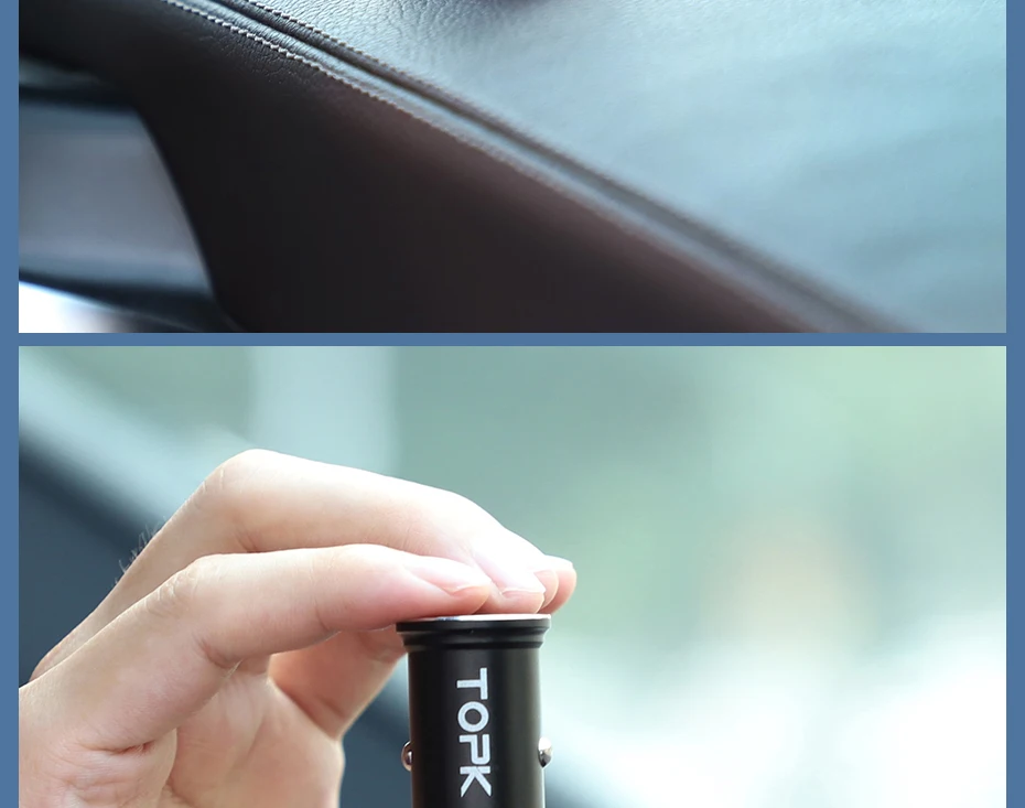 TOPK Mini Dual USB Автомобильное зарядное устройство для iPhone samsung Xiaomi Hauwei 3.1A быстрое зарядное устройство автомобильное зарядное устройство адаптер для мобильного телефона в автомобиле