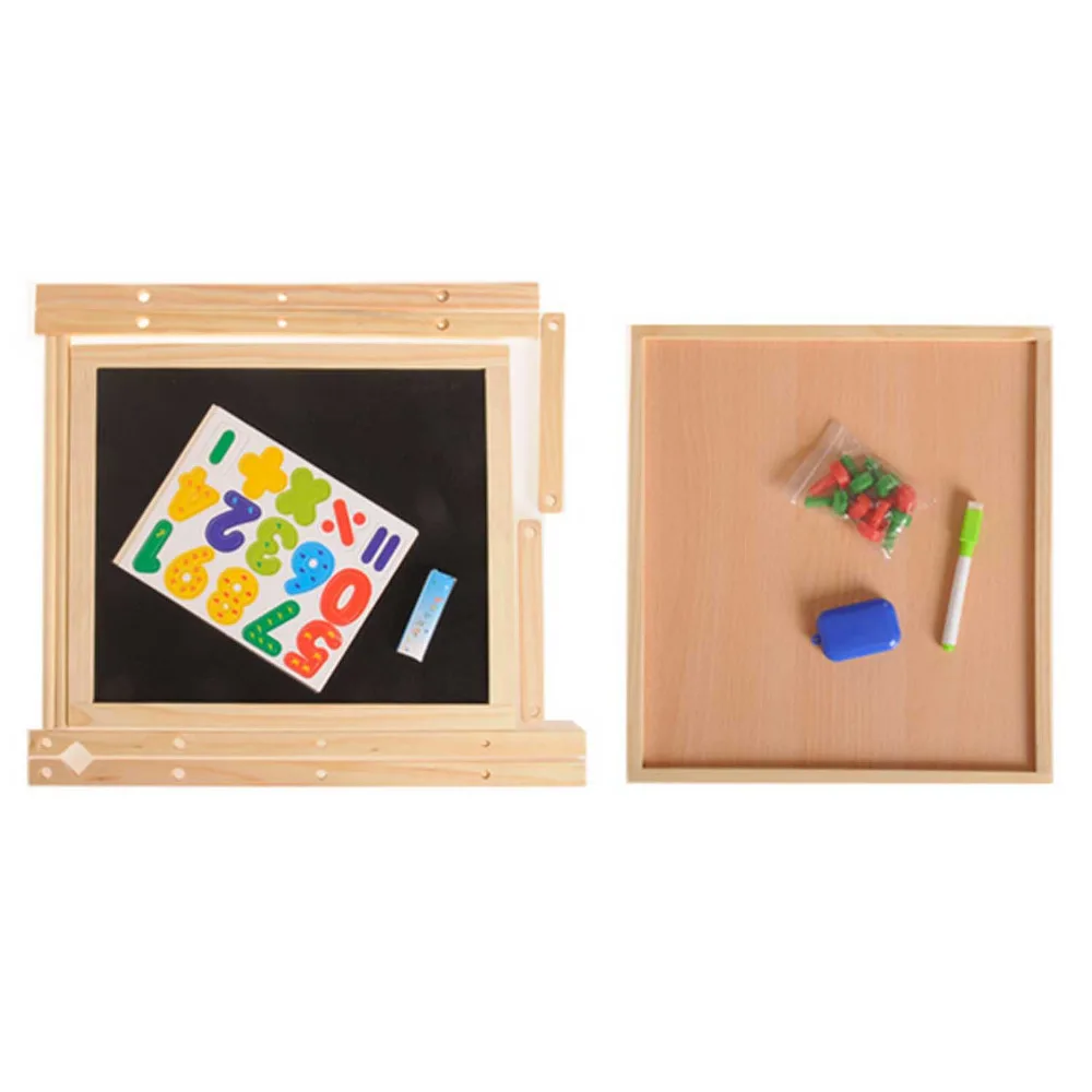 Crianças de Madeira 2 em 1 Ajustável Apagável Dupla Face Magnética Quadro Negro Faça Você Mesmo Pintura Desenho Placa Brinquedo 15 apagável dupla face magnética quadro negro quadro
