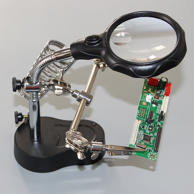 LED Light Magnifier Auxiliary Clip Magnifying Soldering Iron Jewelry
