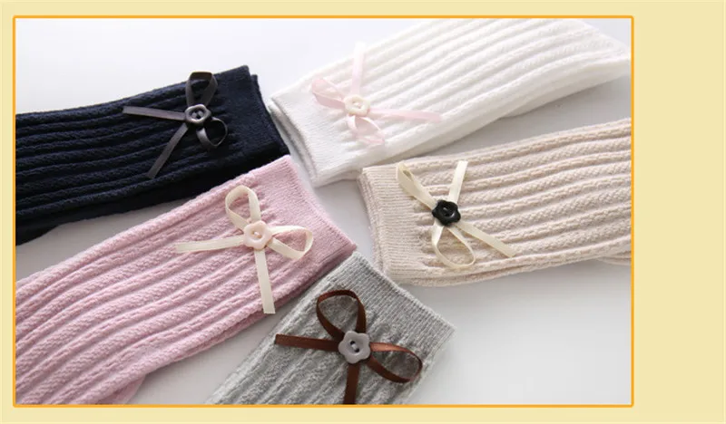 2017 New Fashion Baby Girl's Cotton Button Bowknot Stripes Tights Children Korean Tube Stockings Girl Long Socks Knee Sock Kids10
