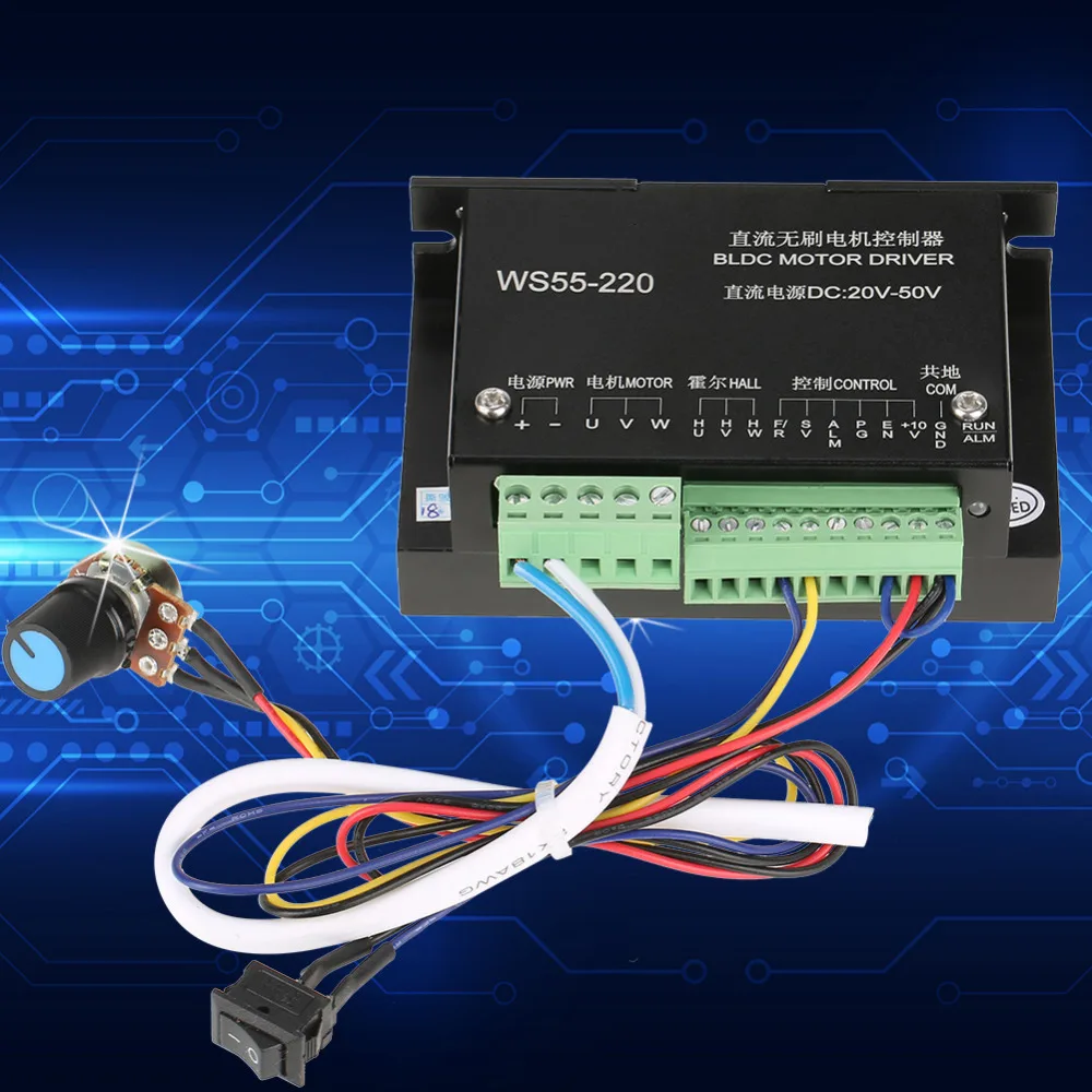 Горячая WS55-220 мотор драйвер постоянного тока 48V 500W CNC безщеточный шпиндель мотор BLDC драйвера контроллера