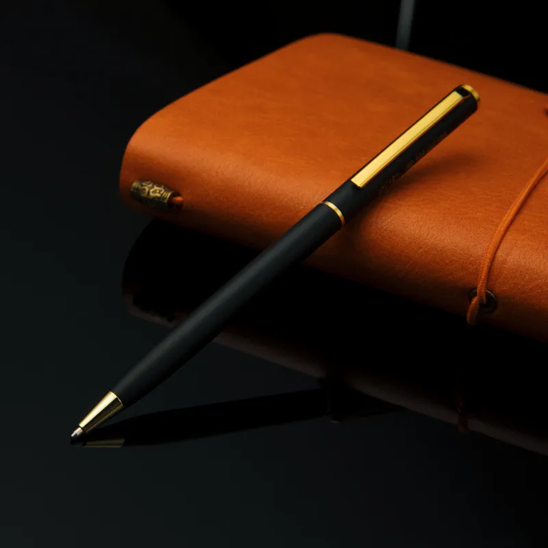 Офисная Студенческая Ручка Классический дизайн темно-красная 0,7 перо металлическая шариковая ручка - Цвет: Black