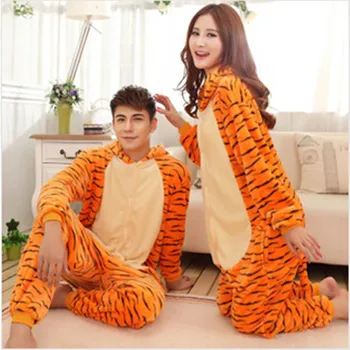 

Wholesale Winter Animal Onesies Cartoon Unisex Adult Tiger Pajamas Sets Flannel Sleepwear Suit Winnie Onesie