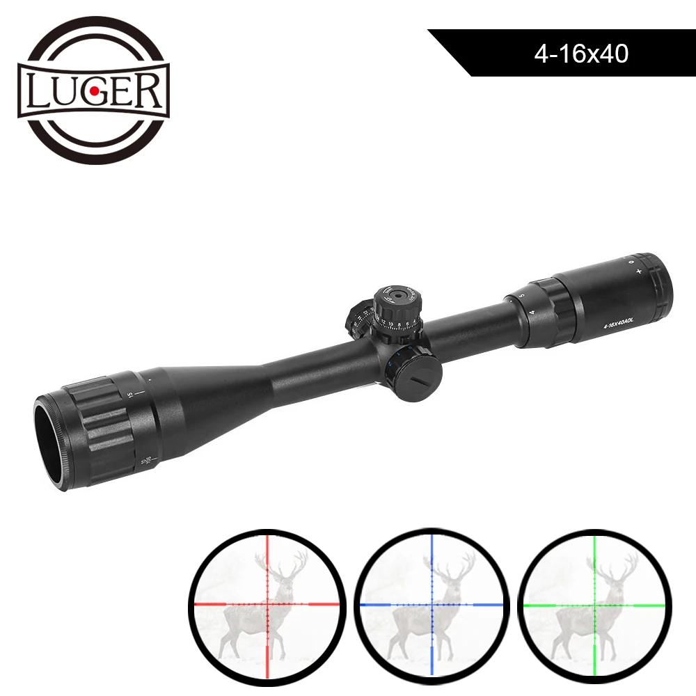 Оптический прицел LUGER 4-16X40 тактический телескопический с красной и зеленой