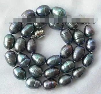 

stunning 11-12mm baroque black freshwater cultured pearl necklace s700