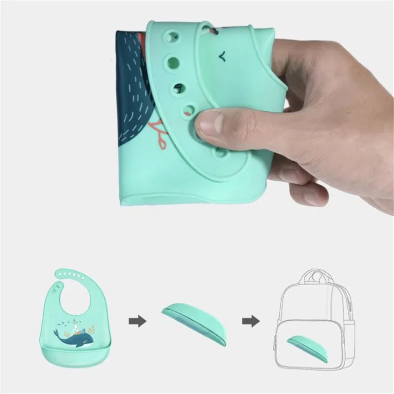 Детские силиконовые водонепроницаемые Слюнявчики для Малышей Регулируемый передник для кормления цветной платок-Слюнявчик