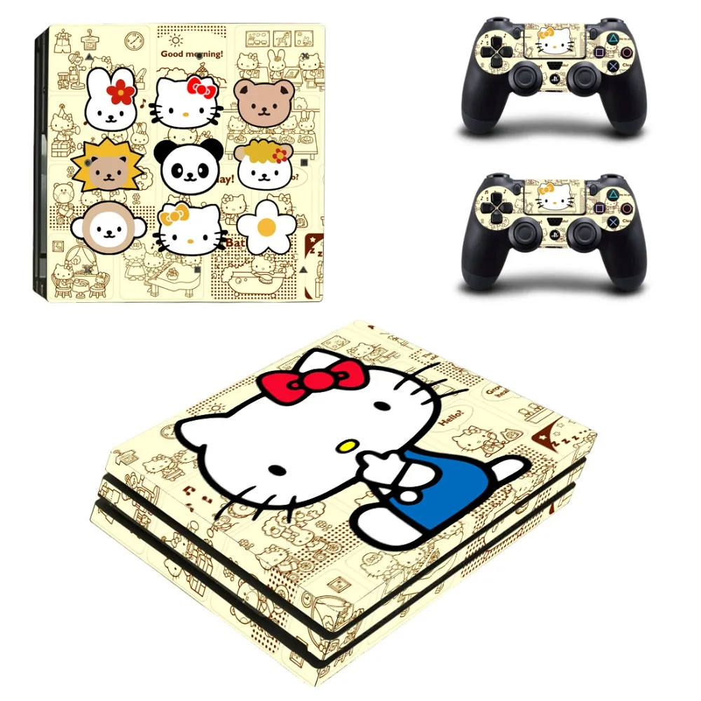 Hello kitty Cat PS4 Pro наклейка для кожи виниловая наклейка для консоли Playstation 4 и 2 контроллера PS4 Pro наклейка для кожи