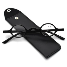 Ретро круглые очки для чтения модные глазки мини маленькая пластиковая оправа увеличительные защитные очки с карманом Чехол для очков Топ