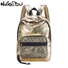 NIGEDU femmes sacs à dos ordinateur portable en cuir synthétique polyuréthane sac à dos hommes sac de voyage grande capacité école sacs à dos femme Daypack mochila or ► Photo 1/6