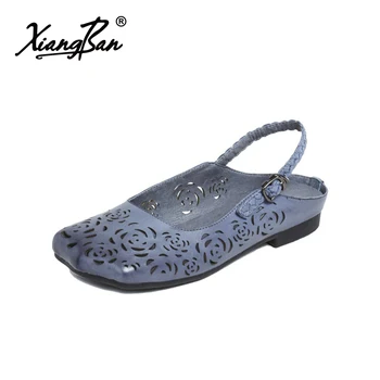 

2019 original handmade women flat sandals handmade hollowed summer shoes flat bottom back strap woman sandals leisure 618-3