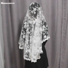 Новое поступление один слой цветок кружева романтичные Свадебные платья свадебная фата Красивая Белая слоновая кость для новобрачных вуаль