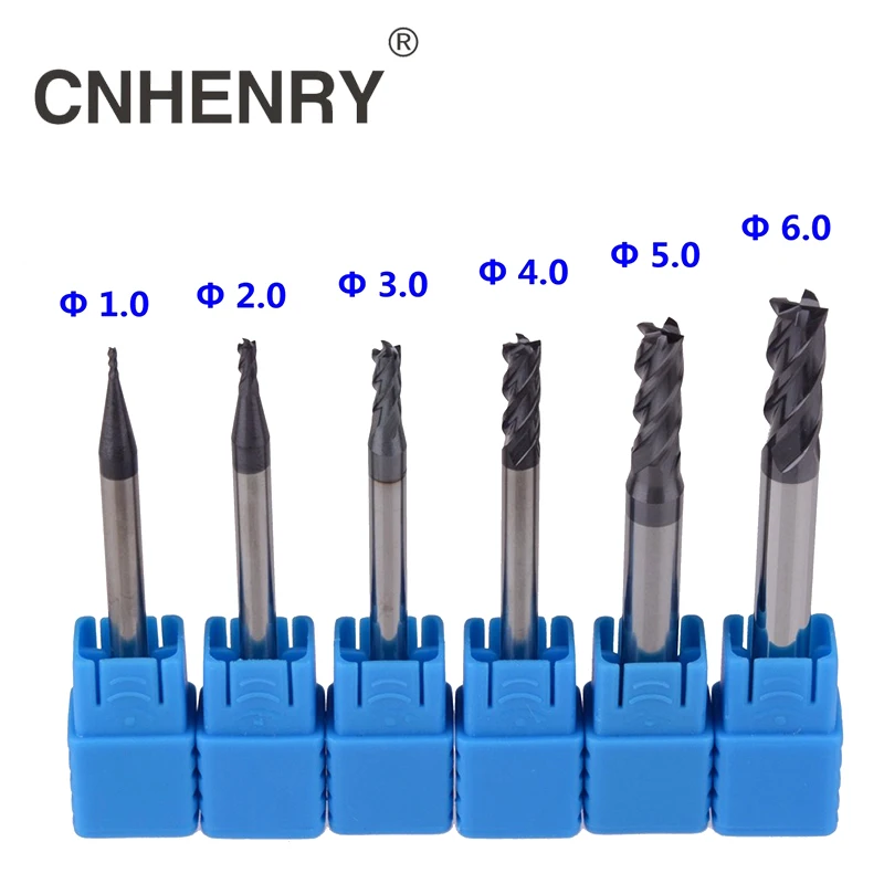 

6pcs 1-6mm 4 Flutes HRC45 Solid Tungsten Carbide End Mill CNC Router Bits Tools CNC Milling Cutter Bits for Metal Cutting