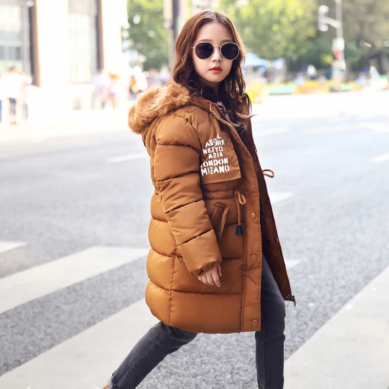 

-30 Degrees Girls Cotton-padded Outerwear & Coats 2018 Girls Winter Coat for Girl Kids Padded Jacket Casual Children's Outerwear