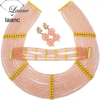 

Peach Crystal Nigerian Wedding African Beads Jewelry Set 2017 for Brides Party Bridal Jewelry Set Free Shipping CHK012