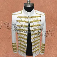 Однобортные костюмы, Мужская одежда, дизайнерские Сценические костюмы для певцов, пиджак, Мужской Блейзер, танцевальная звезда, стиль панк, белый, черный