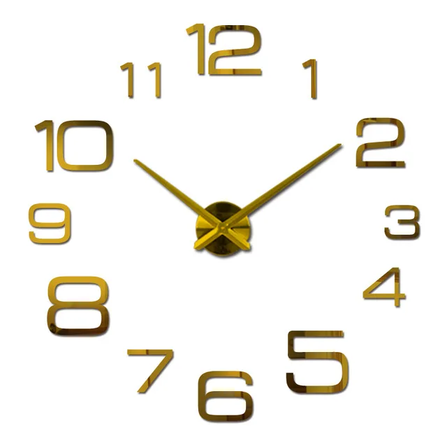 Цифровые настенные часы «сделай сам» зеркальные наклейки украшение дома кварцевые иглы современный декоративный самоклеющийся большие настенные часы - Цвет: gold