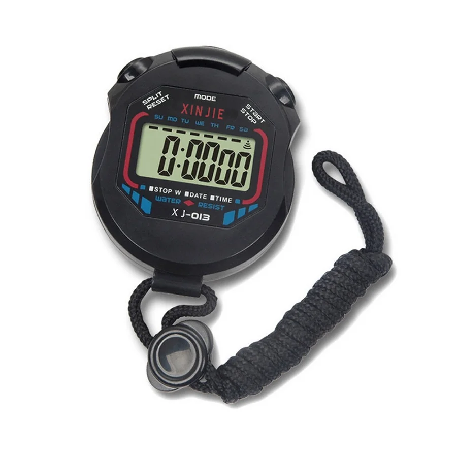 

Sports Professional Digital Handheld LCD Timer Chronograph Counter Stopwatch with Strap Black