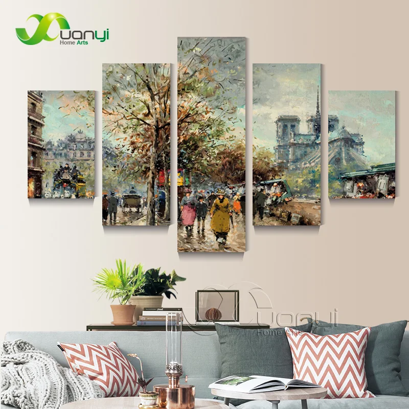 

Street View Scene 5 Panel Canvas Print Painting Home Decor Wall Picture For Living Room Modern Canvas Art No Frame PR1454