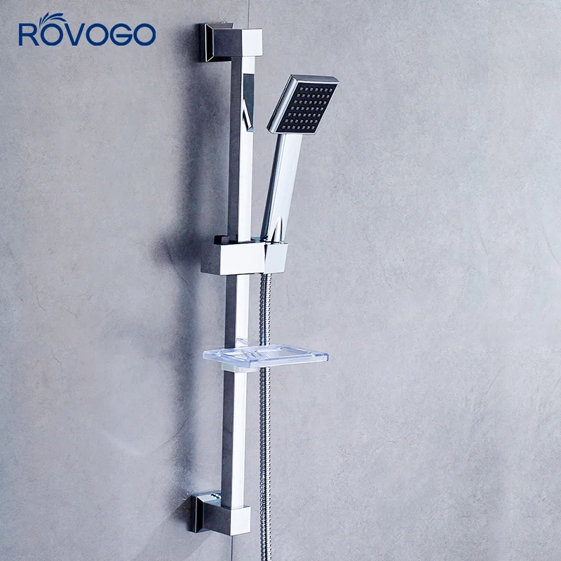 

ROVOGO Bathroom Shower Slide Bar Stainless Steel Bath Set with Spray Head Wall Mounted Bath Faucet Height Adjustable Mixer Tap