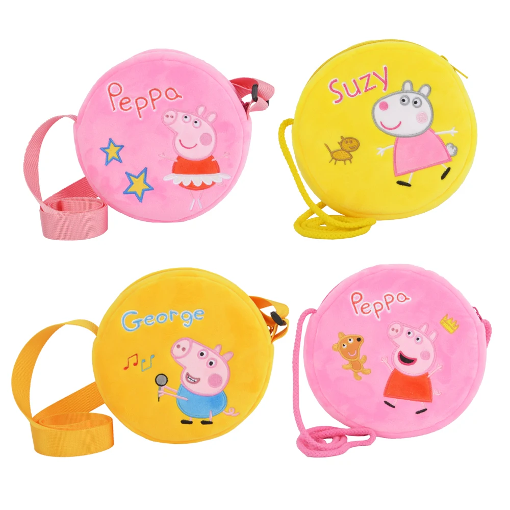 

Genuine Peppa Pig round bag 16*16cm Satchel cute Single shoulder plush bag peppa George Kindergarten wallet/purse toy 7 kinds