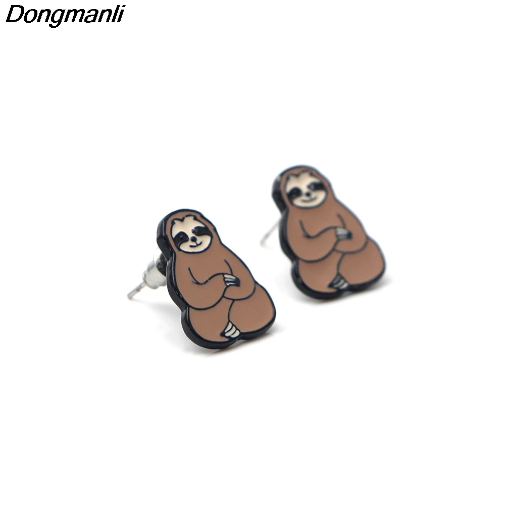 P2468 Dongmanli милые ленивые сонные серьги гвоздики для женщин детские с эмалью