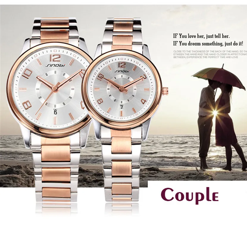 Special Offers Luxury Watch SINOBI Waterproof Lover's Relogio Fashion Quartz Masculino Mujer Men Ladies 32784647354