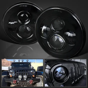 

7"Inch Round Led Headlight Hi&Lo Beam For Lada 4x4 urban Niva Willys Wheeler Unlimited Rubicon for Hummer Land Rover Defender
