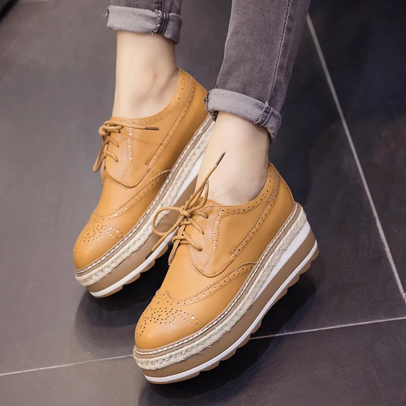 

Casual Woman Platform Shoes Dress Flats Women Round Toe British Style Solid Fringe Creepers Women's Summer Ballet 2019 New