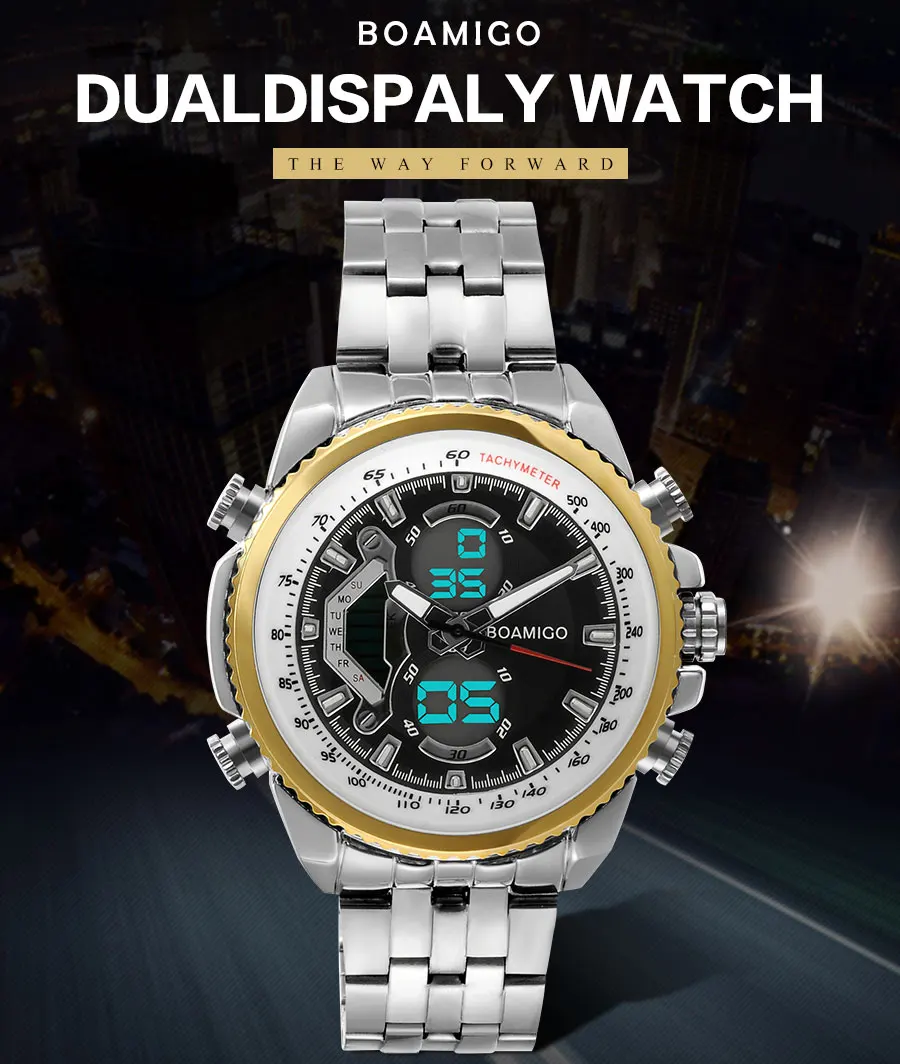 BOAMIGO Dual Display Wristwatches Men Digital Sport Watches Quartz Movement Man Watch Top Brand Luxury Time Module Relogio Uhren (5)