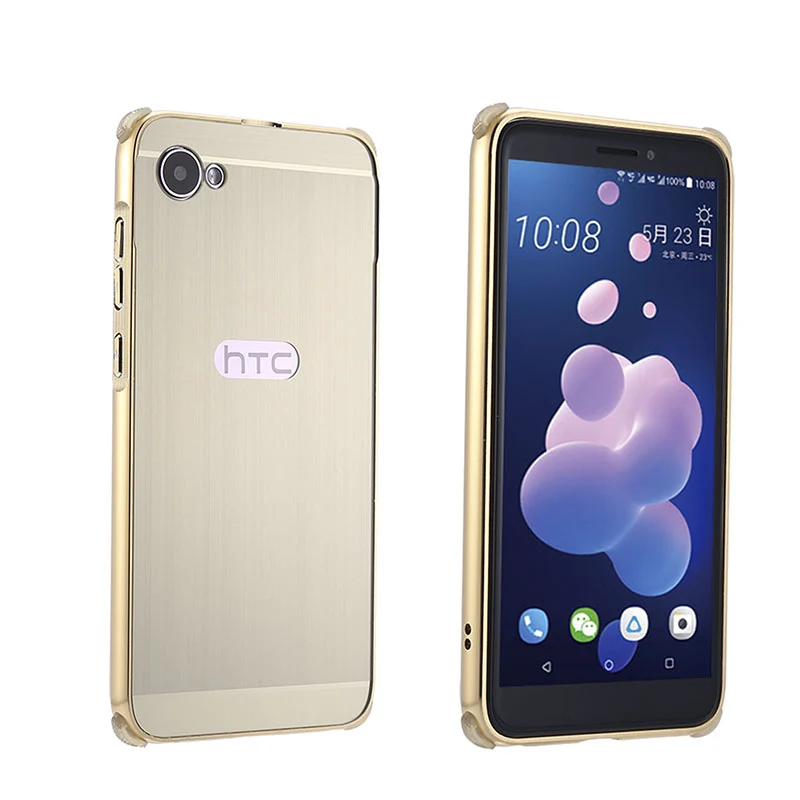 Для htc Desire 12 Plus 12+ чехол для htc Desire12 Матовый для задней крышки, Твердый чехол с пластинчатый металл рамка чехол для htc Desire 12 - Цвет: gold