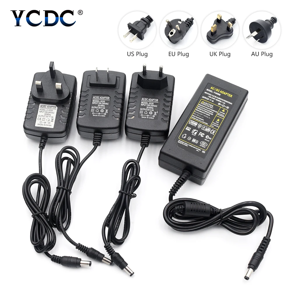 

TSLEEN 5V 3A 5A 6A 8A AC 100V-240V Converter Power Adapter Transformer Charger For Strip Lights CCTV Camera DC 5V 5.5 x 2.1mm