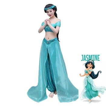 

Princess Jasmine Costume Aladdin Cosplay Queen Magic Lamp Adult Dress Halloween Carnival Party Girl Cartoon Disfraz Mujer Fancy