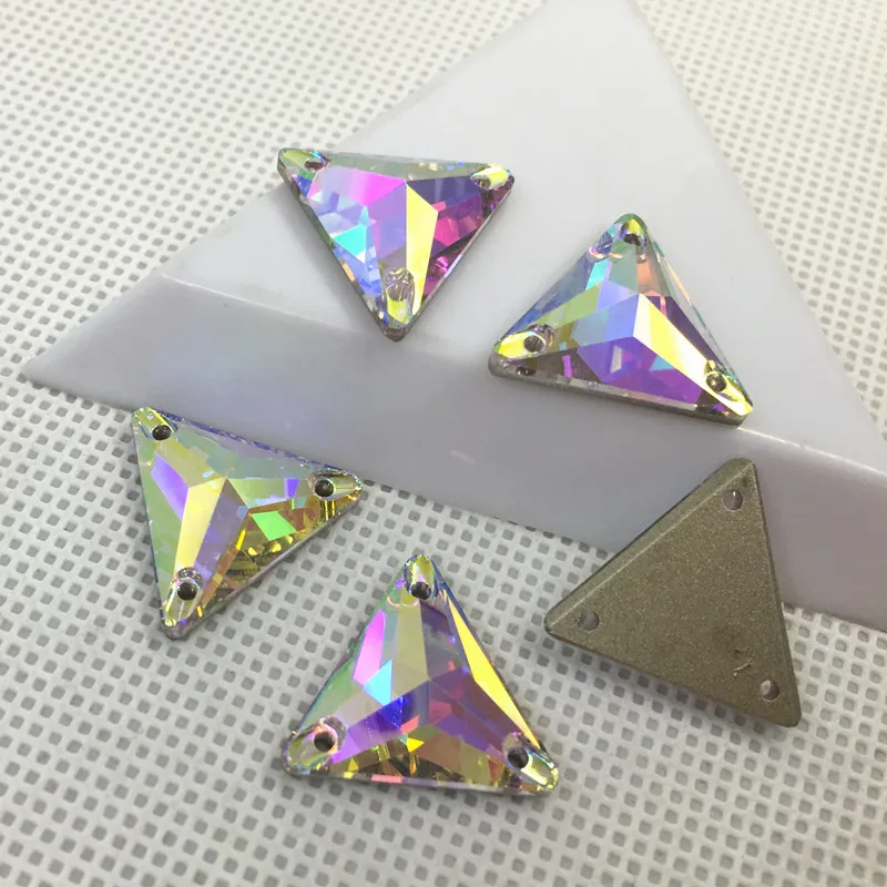 1200 pcs K9 바느질에 3270 AB 크리스탈 삼각형 바느질에 플랫 백 16mm 바느질 유리 크리스탈 비즈 드레스 쥬얼리에 대 한
