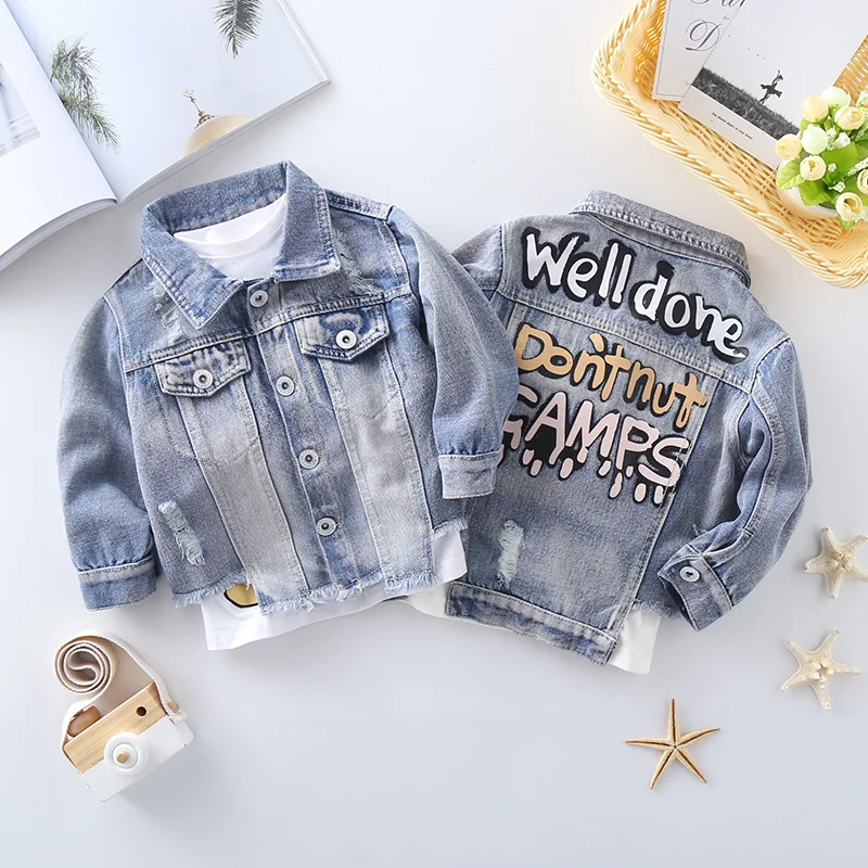 

MANJI Denim Jacket for boys New Fashion Style fit 2 to 8 Years Old Spring Autumn Boys Jeans Jackets Baby Clothes MKX016 Children
