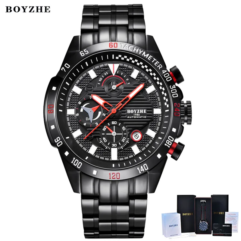 

BOYZHE Men's Brand Watches Waterproof Business Stainless Steel Automatic Mechanical Leisure Fashion Men Watch Relogio Masculino