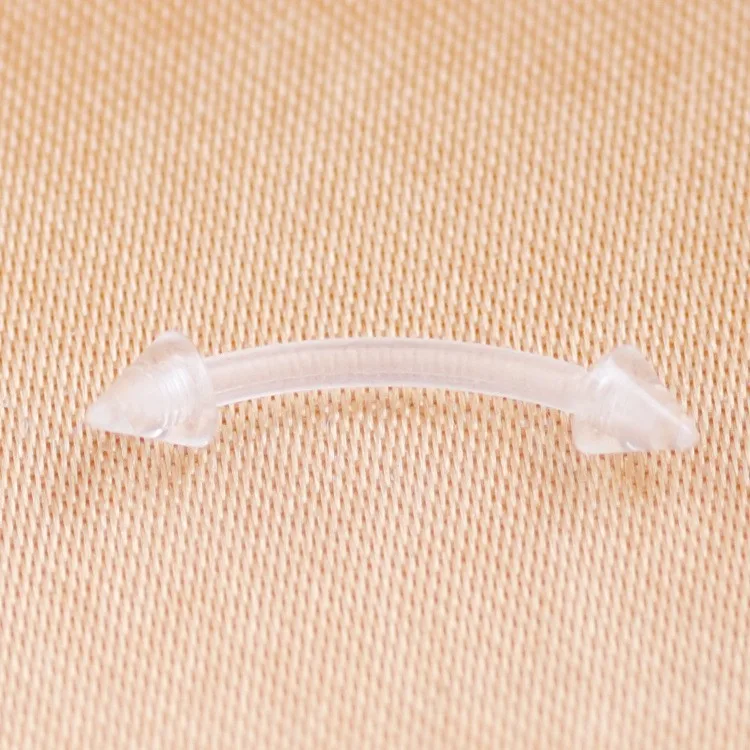 2Pcs/lot Clear Acrylic Ball Punk Bar Lip Ring Silicone Eyebrow Piercing industrial Piercings Labret Piercing Tragus Piercing
