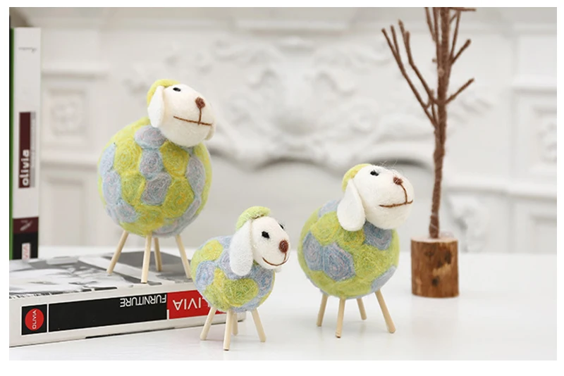 Американская страна креативные подарки настольные украшения чистые ремесла Шерсть Войлок маленькая фигурка Овцы аксессуары для дома детские игрушки