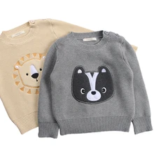 Детские свитеры для мальчиков и девочек милый мультфильм Пуловеры для женщин ins Вышивка характер Свитеры для женщин Осень-зима, верхняя одежда 12m-6y gw54