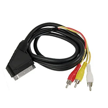 

New Hot selling 1.5m Scart to 3 x Phono Cable IN OUT Switchable Triple RCA Composite Lead Switch QJY99