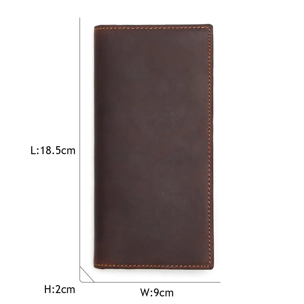 Mens Long Crazy Horse Leather Wallets Men Genuine Wallet Clutch Vintage Male Purse 3